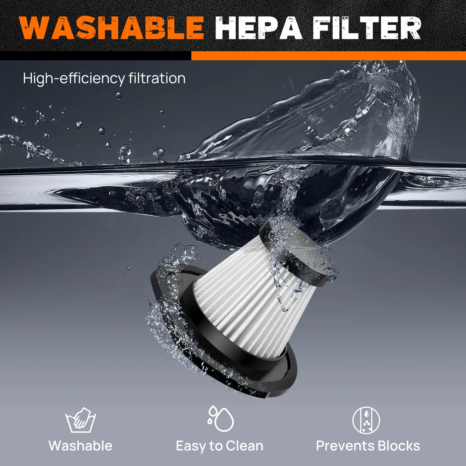 Handheld Vacuum Cleaner Cordless Strong Suction Portable Hand Vacum for Home Car Hoover,Mini Rechargeable with HEPA Filter LED - Image 5